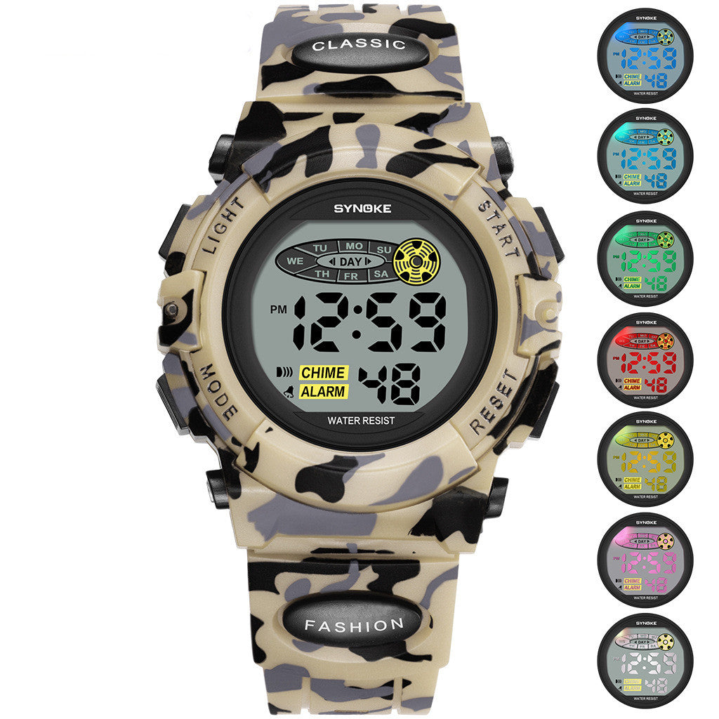 Colorful Luminous Children's Student Personality Camouflage Sports Watch