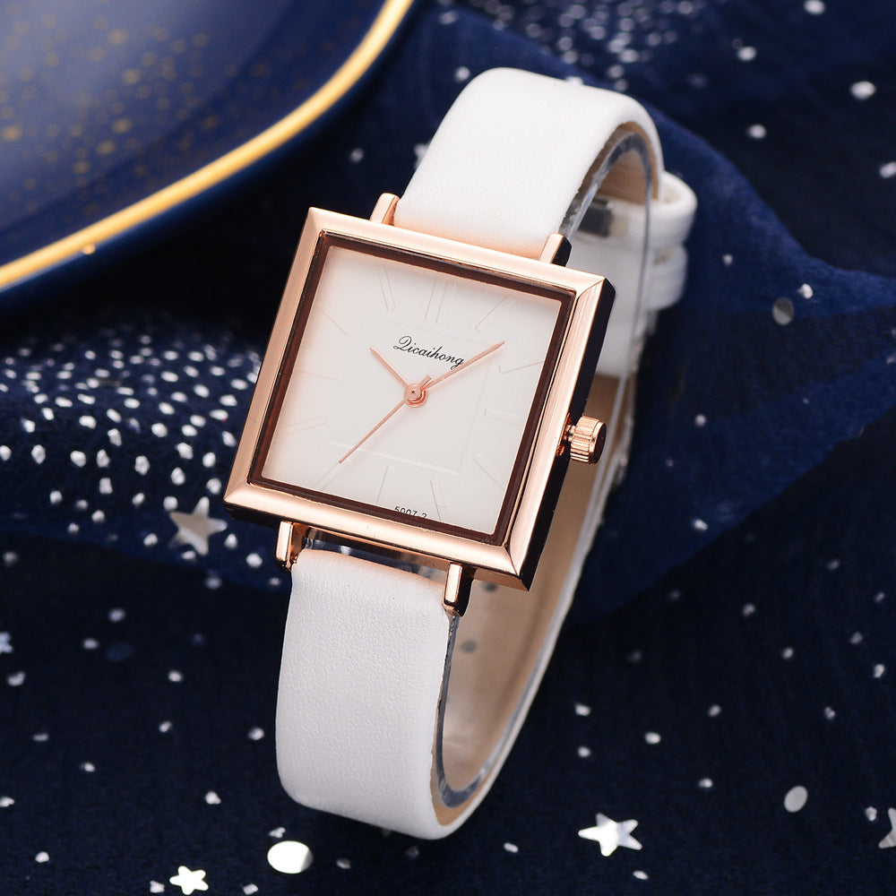 Ladies Fashion Trend Simple Pure Color Scale Belt Quartz Watch