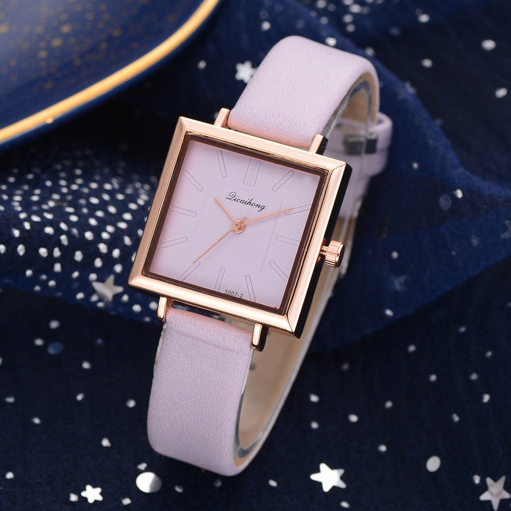 Ladies Fashion Trend Simple Pure Color Scale Belt Quartz Watch