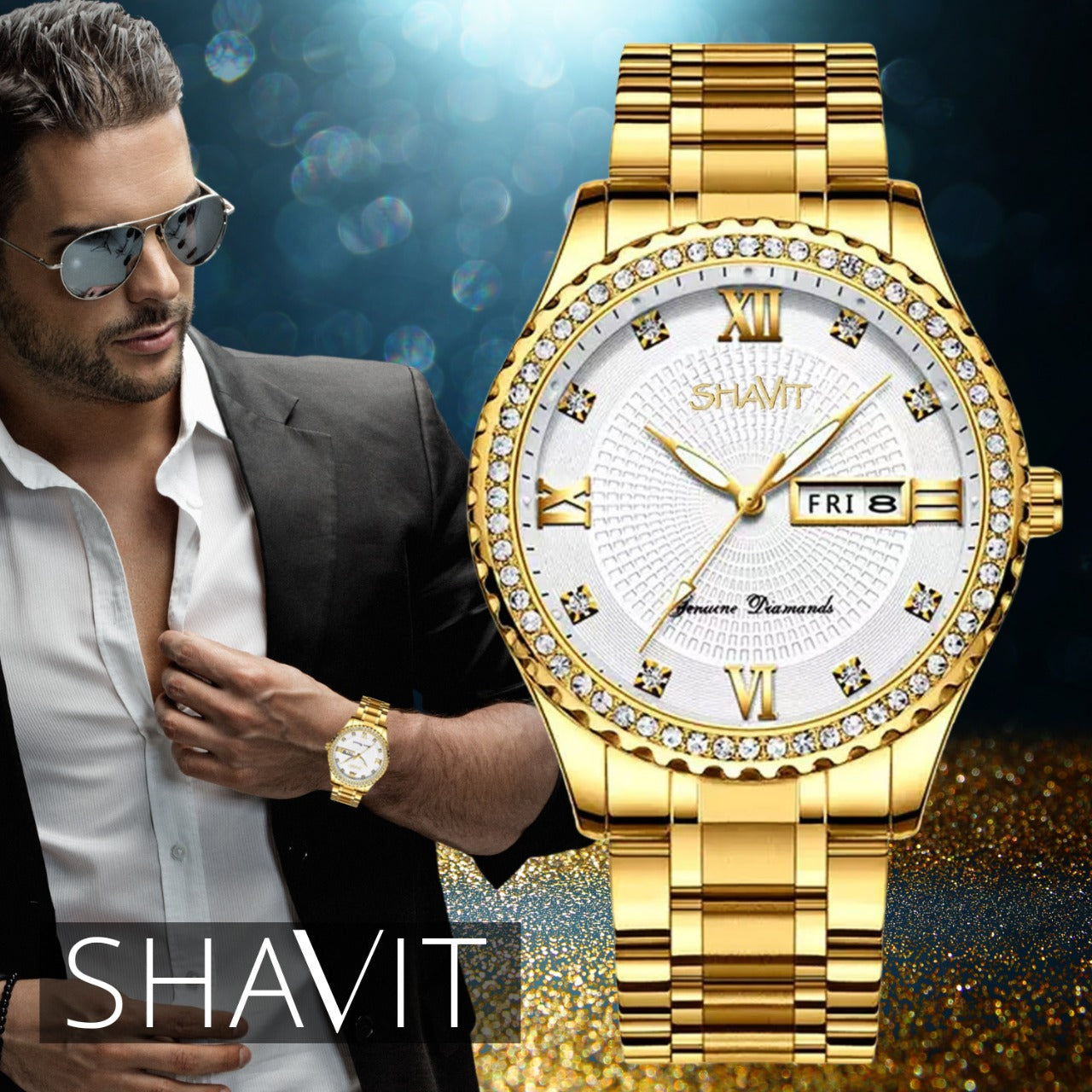 Men's Gold Watch Stainless Steel Quartz Analog Wristwatch For MEN Relojes De Hombre