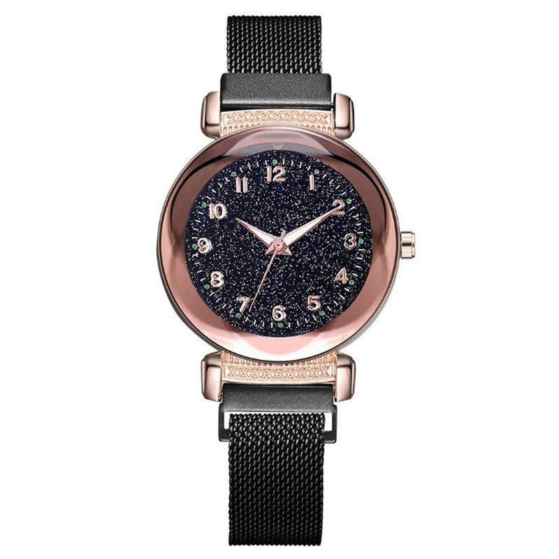 Diamond Starry Sky Digital Luminous Milan Mesh Belt Ladies Watch