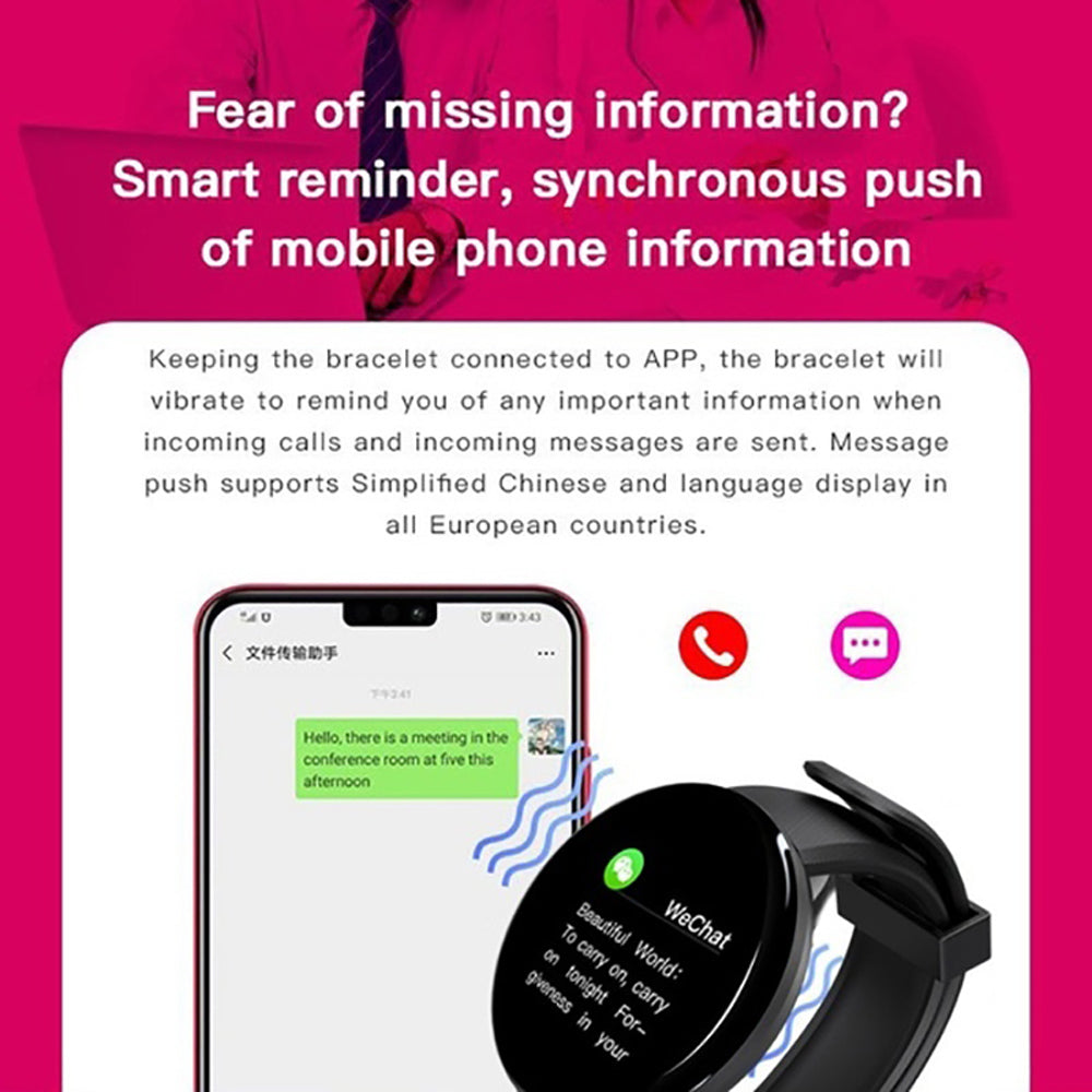 D18 Bluetooth Smart Watch, Men Women Blood Pressure Heart Rate