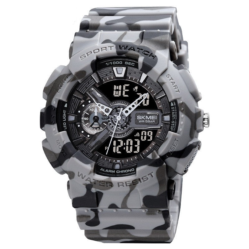 Classic Black Gold Sports Fashion Double Display Student Electronic Watch
