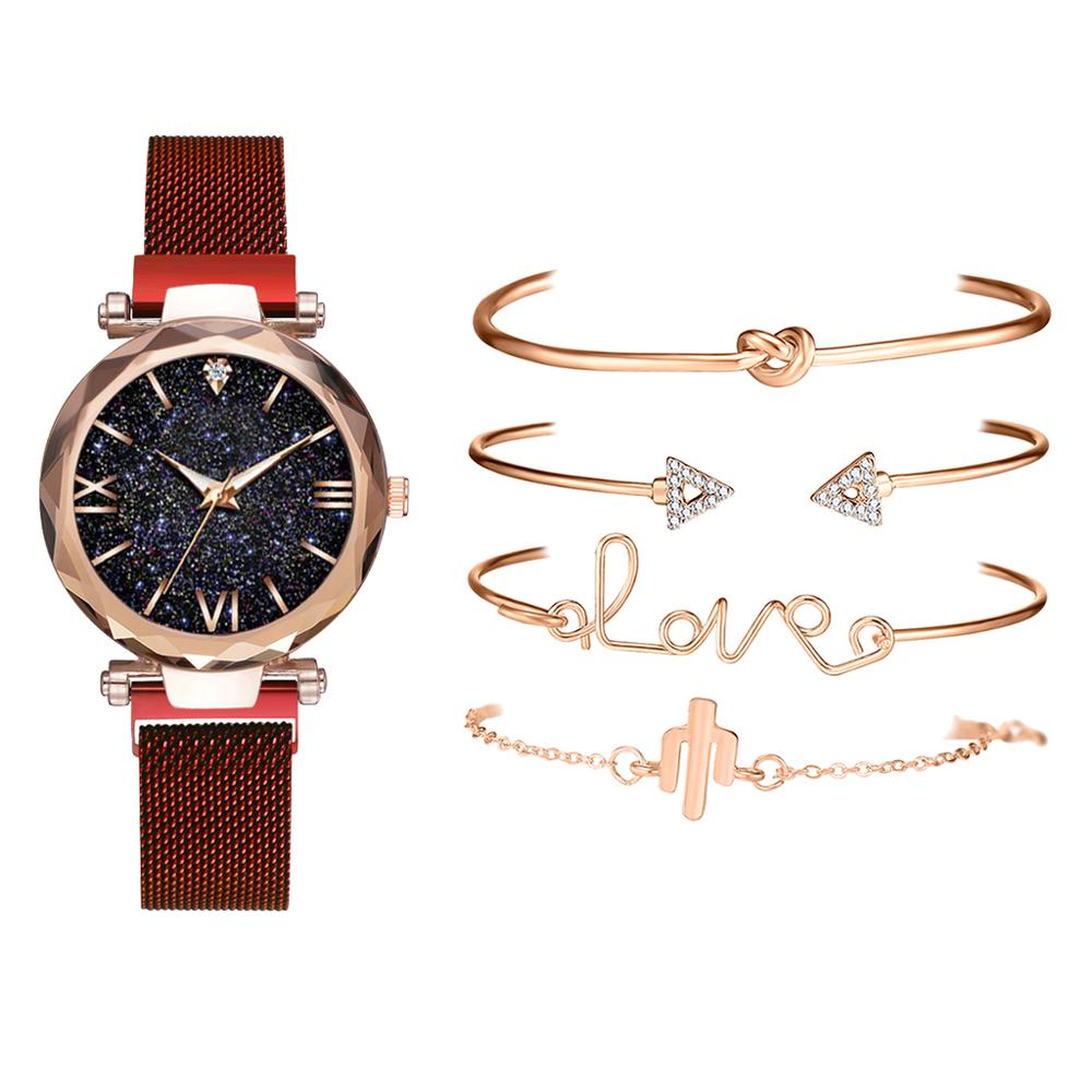 Luxury Brand Rose Gold Starry Sky Dial Watches Women Ladies Crystal Bracelet