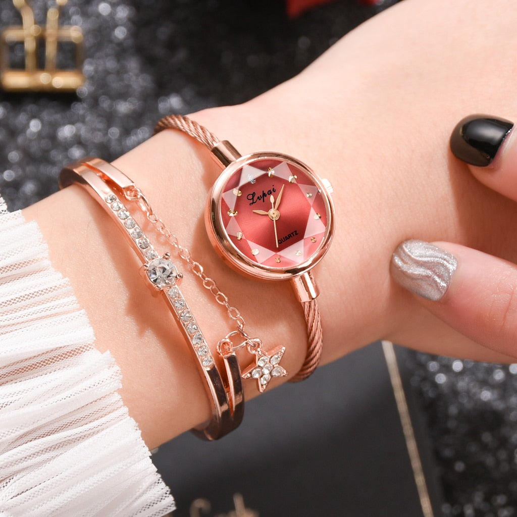 Brand New Ladies Watch Small Rose Gold Bangle Bracelet