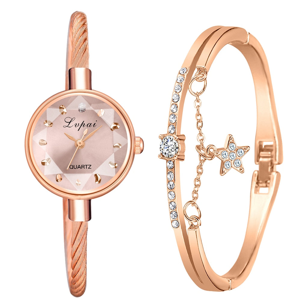 Brand New Ladies Watch Small Rose Gold Bangle Bracelet