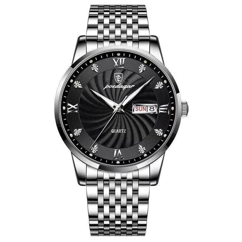 Men Watch Stainless Steel Top Quality Luxury Push Button
