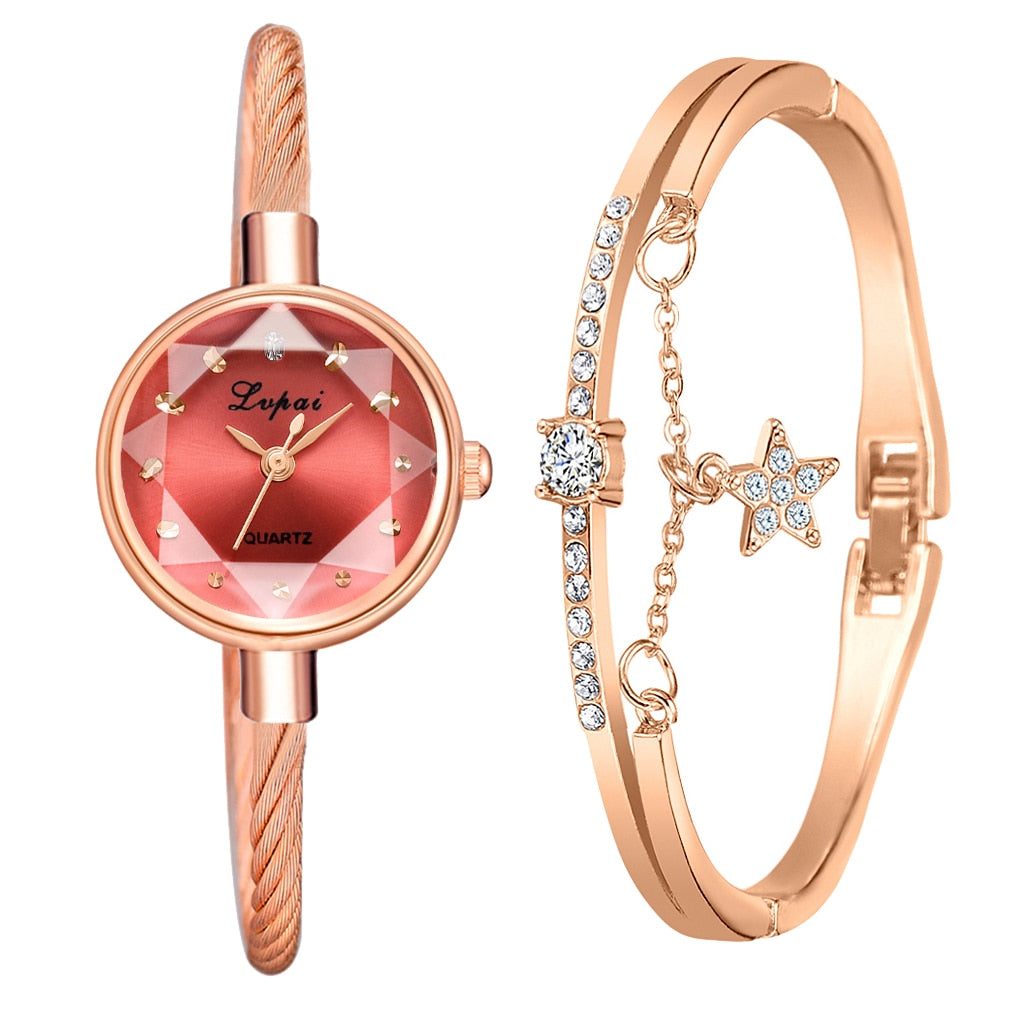 Brand New Ladies Watch Small Rose Gold Bangle Bracelet