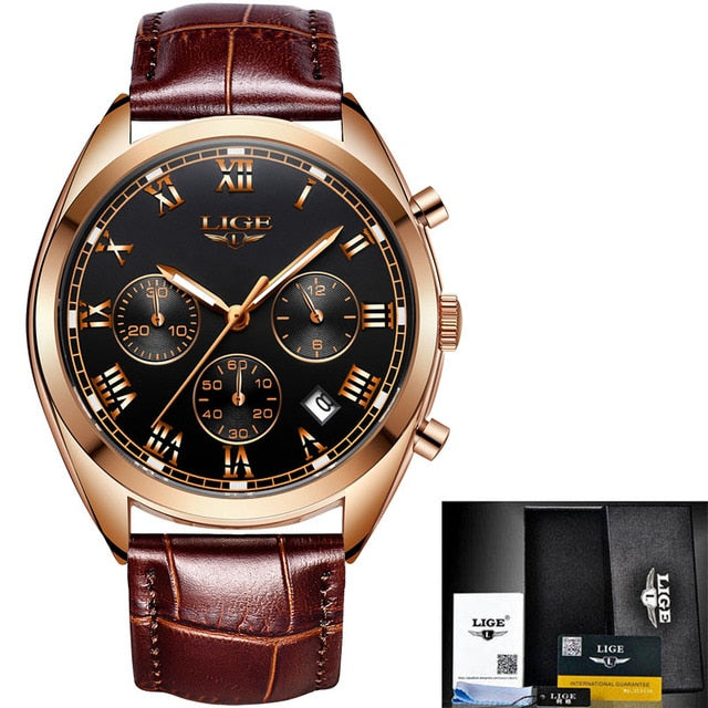 Watch Men LIGE Fashion Business Men Watches Luxury Waterproof